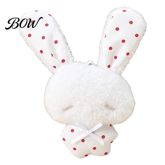 Stuffed Plaid Ear Bunny Ribbon Bow Rabbit Plush Pendant for Backpacks, Soft Plushie Bag Charm, Animal Keychain Decoration