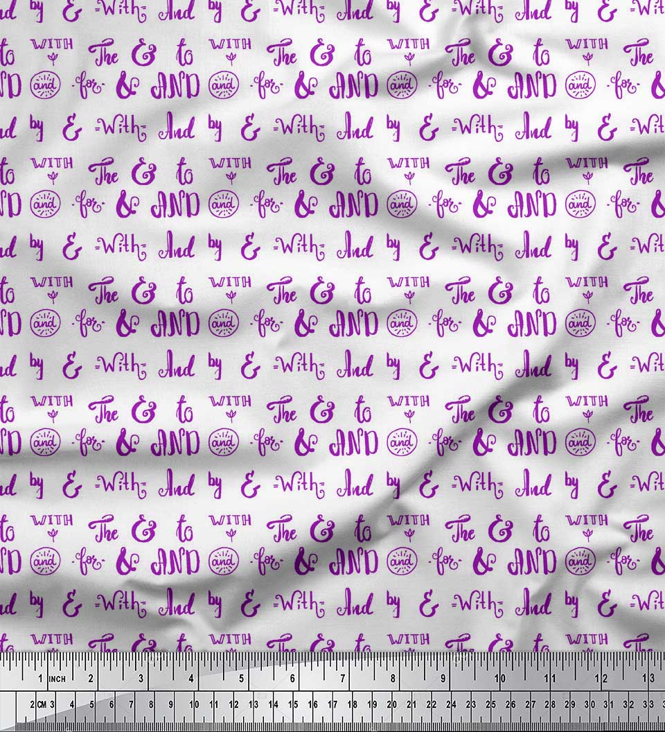 

Чорна японська креп-сатин Soimoi до кінця Тканина для рукоділля з принтом тексту на метри 42 дюйми 42 Inch Wide - Poly Crepe фіолетовий