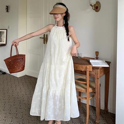 Weißes Sommerkleid für Damen im französischen Stil, Vintage, niedlich, süß, lange Partykleider