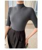 Women's Slim-Fit Knit Sweater: Half-High Neck, Mid-Sleeve, Versatile for Autumn & Winter.