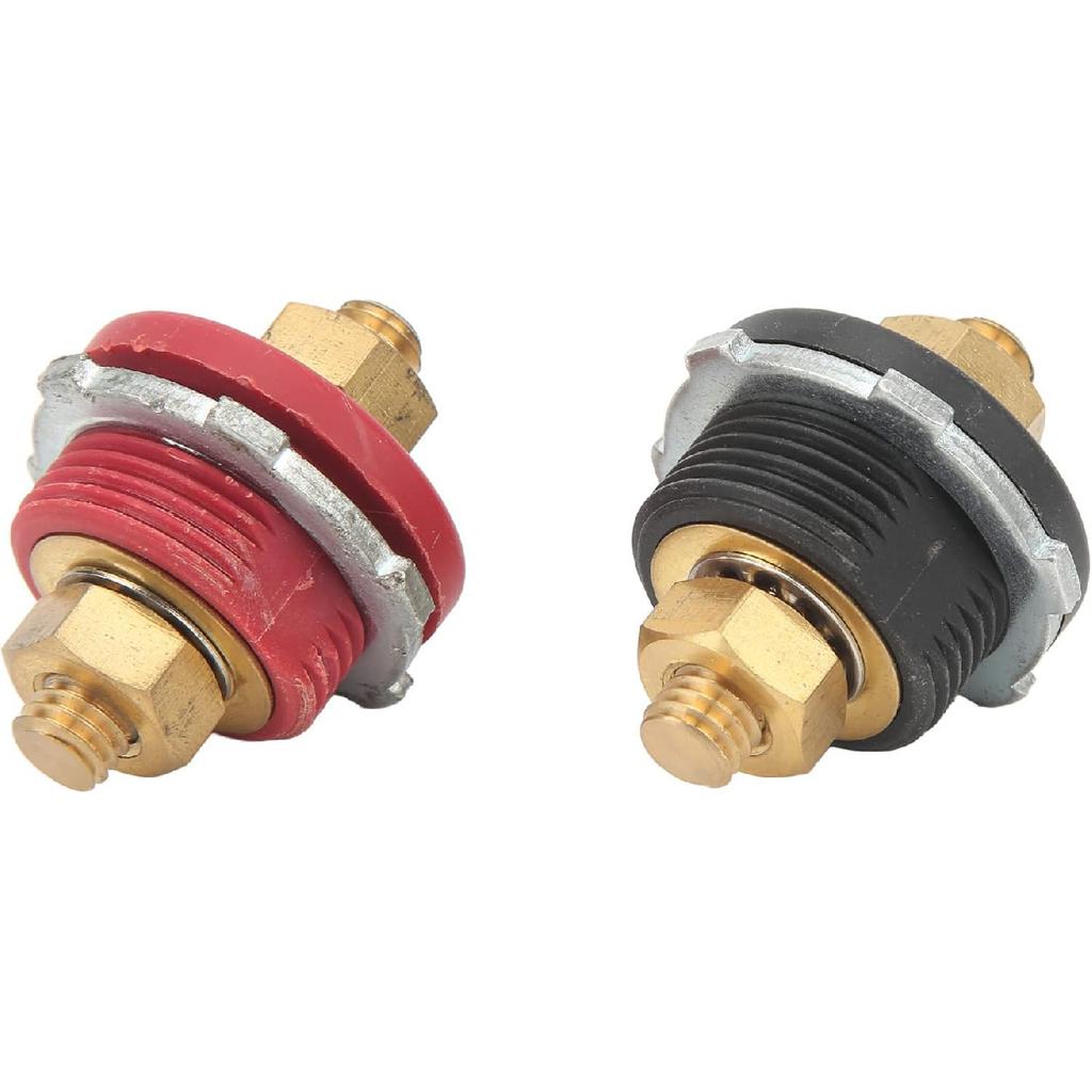 Car Thru Panel Battery Terminal Connector 2 Pcs, 3/8in Automotive Feed Thru Battery Terminal Connectors with Silicone Terminal Covers, Solid Zinc and