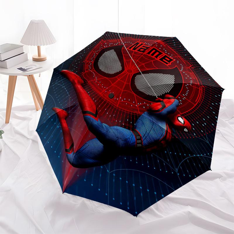 1pc SpiderMan Custom Name Automatic Folding Umbrella, Durable Plastic & Iron, Lightweight for Outdoor Daily Use  S1230035