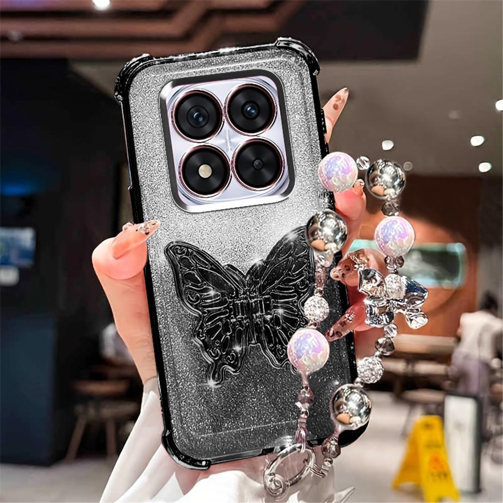 Glitter Plating Phone Case For Motorola G14 G24 G34 G52 G54 G84 G10 G20 G30 G52 G82 Butterfly Holder Bracelet Shockproof Cover