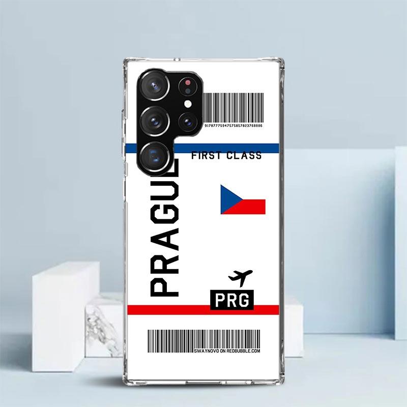Travel Ticket Label Phone Case For Samsung Galaxy S24 S25 Edge S26 Ultra S22 S23 Plus S21 + S20 FE Soft TPU Back Cover Galaxy S2