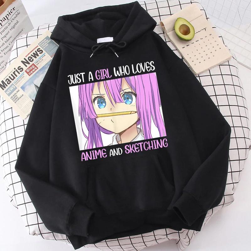 

Just a Girl Who Loves Anime and Sketching Women s Hoodie Autumn Winter Fashion Hooded Sweatshirt Casual Anime Harajuku Pullover 3XL