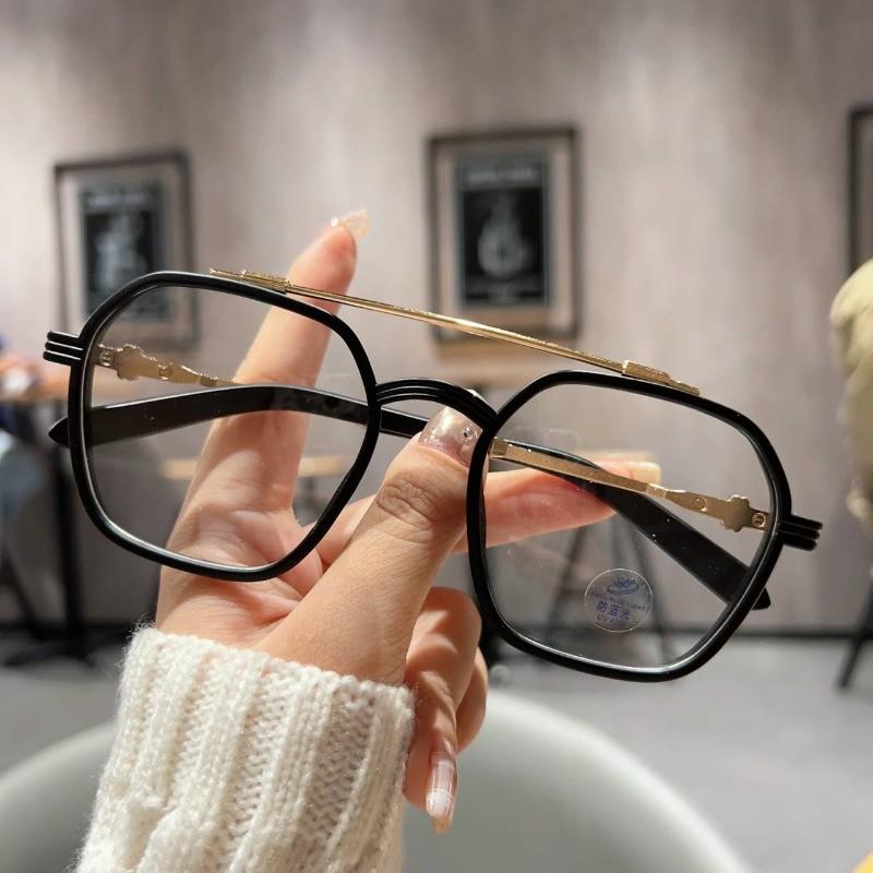 2pcs Polygonal Glasses Anti Blue Light Lenses Eye Protection and Fashionable Retro Classic and Charming Design