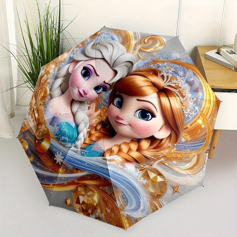 

Frozen Princesses Themed Automatic opening and closing folding umbrella, 8-rib windproof, compact travel design, suitable for all occasion |