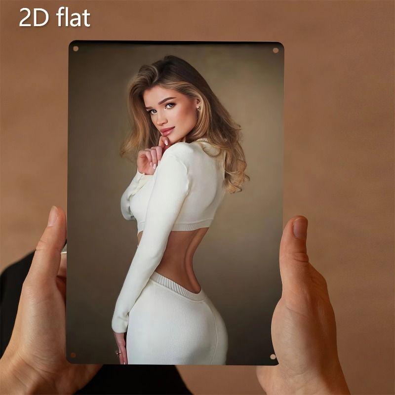 Vintage Kvinlig Silhuett Metall Logotyp för Bar & Garage