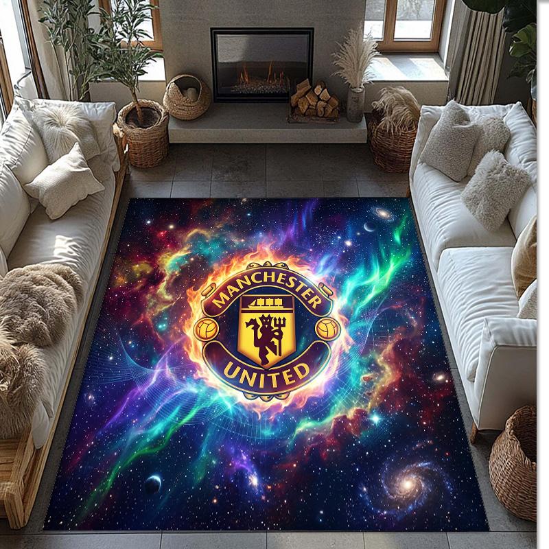 Tappeto in Flanella Stampato Manchester United Antiscivolo Morbido Poliestere Tappeto per Pavimento Tappetino Decorativo per Interni per Camera da Letto Soggiorno Divano