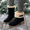 Large size 2024 winter medium boots two wear round head suede thick heel large cotton snow boots women's Martin boots