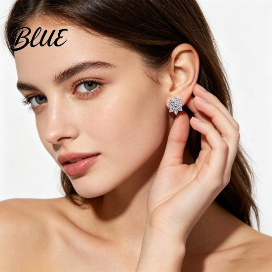 Lightweight Everyday Earrings Women Sunflower One Carat Cubic Flower Shape