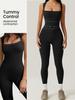 European & American Peach Lift Bodysuit Women's High-Intensity Dance Fitness Nude-Feel Yoga Jumpsuit
