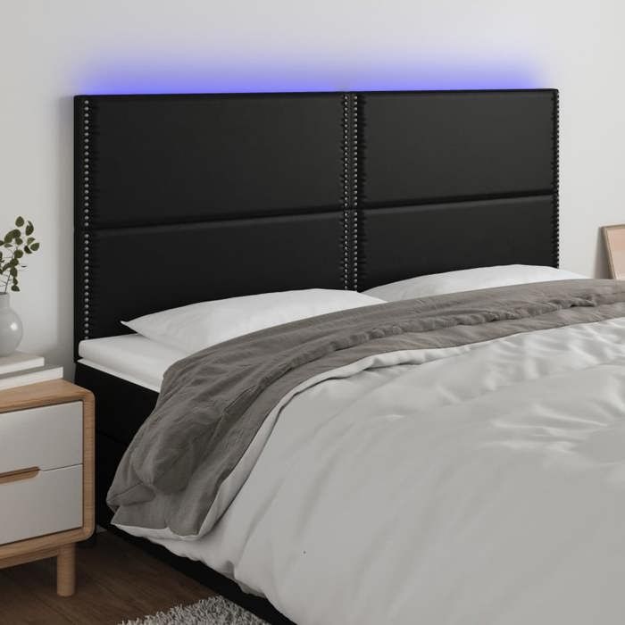 VidaXL LED Headboard Bedroom Furniture Double Bed Accessory Head of Bed Frame Interior Black 3122386