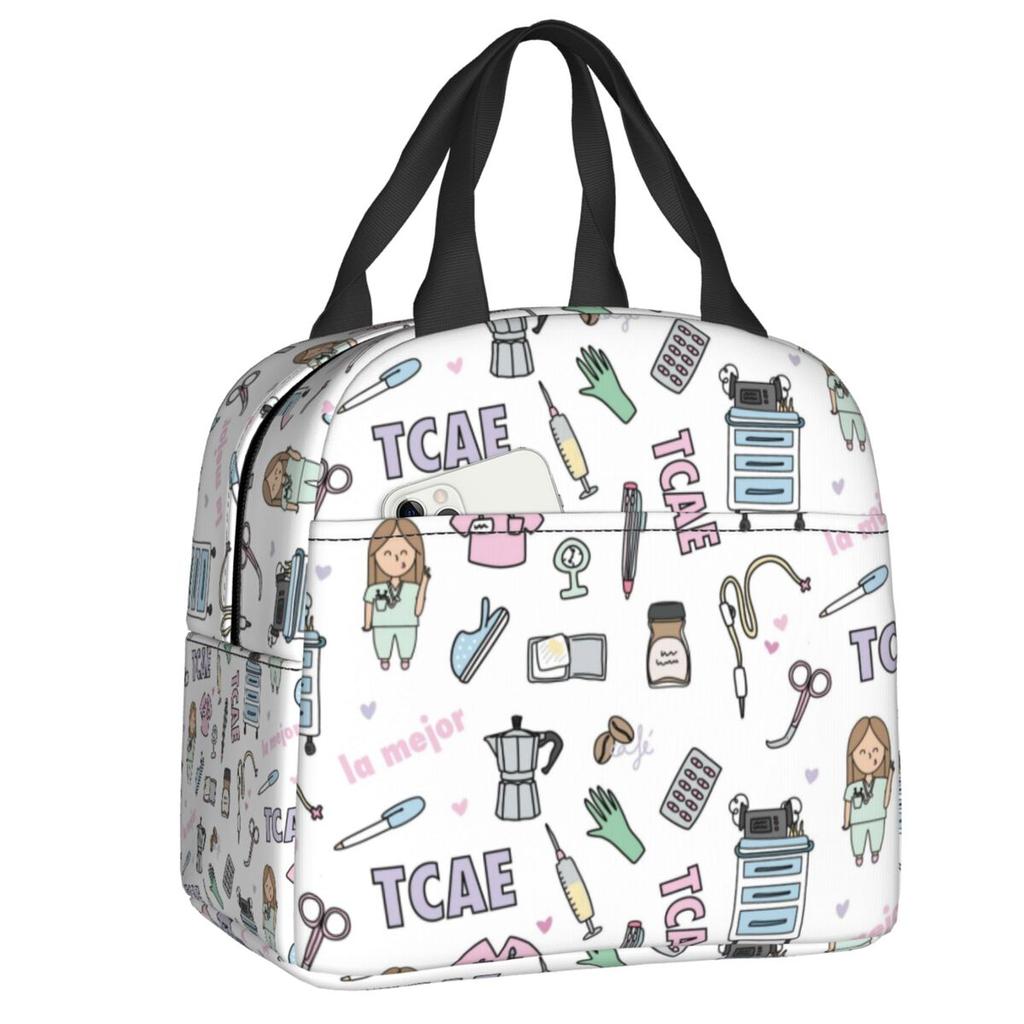 Custom Enfermera En Apuros Doctor Nurse Medicine Insulated Lunch Tote Bag for Women Resuable Thermal Cooler Food Lunch Box