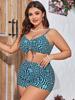 2025 New Plus Size Women's High-Waisted Three-Piece Split Bikini Swimwear
