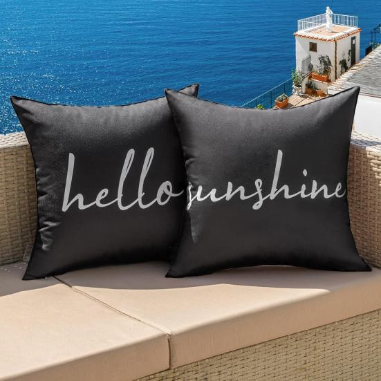 2Pcs Outdoor Cushion Covers Waterproof Throw Pillow Covers Decorative Square Pillowcases for Patio Garden Balcony Indoor Outdoor Use