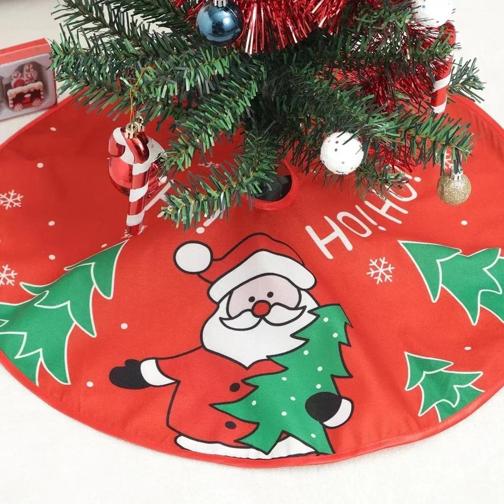 60/70/90cm Christmas Tree Skirt Red Christmas Tree Foot Cover Santa Claus Snowflake Christmas Tree Carpet Base Mat Decorations