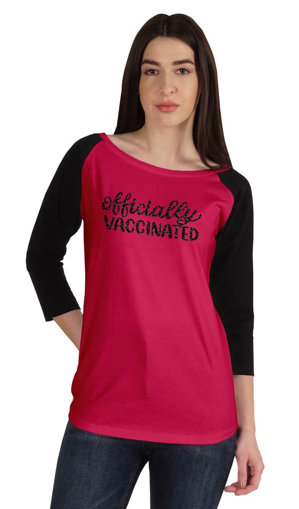 Inkmeso Officially Vaccinated Womens Funny Pro-Vaccine Tee Graphic T-shirt