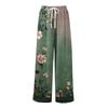 Damen Lockere Lässige Hose mit Blumenmuster, Weitem Bein, Elastischem Bund, Kordelzug und Taschen