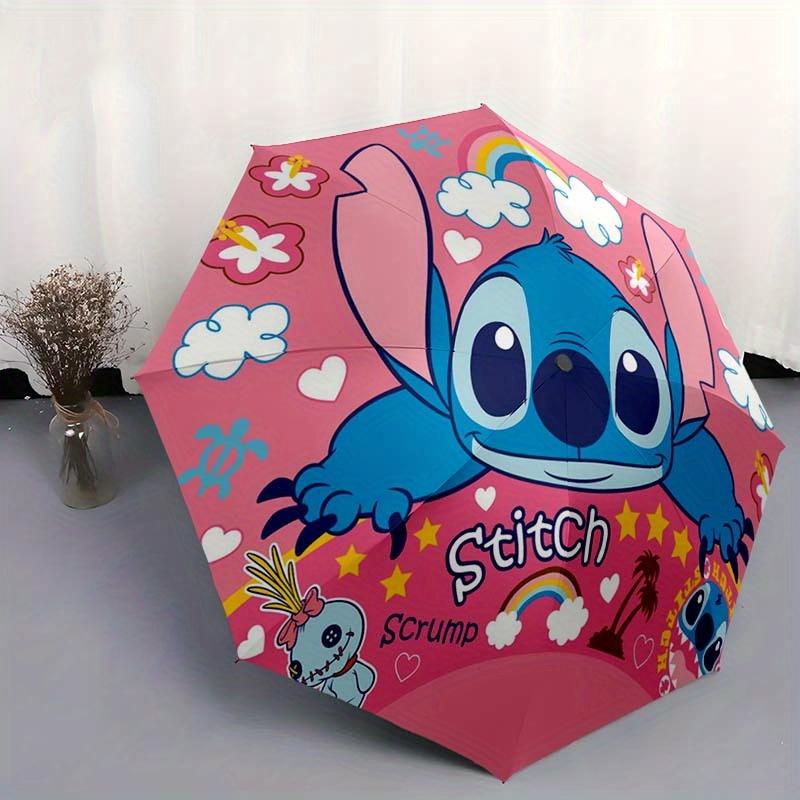 Disney Stitch Automatic Open/Close Umbrella - UV Protection Cute Umbrella with Cute Stitch Design, Portable 3-Fold Compact Umbrella for Men