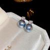 Grey pearl C-shaped earrings, fashionable temperament, high-end stud earrings, niche French elegant light luxury earrings, women