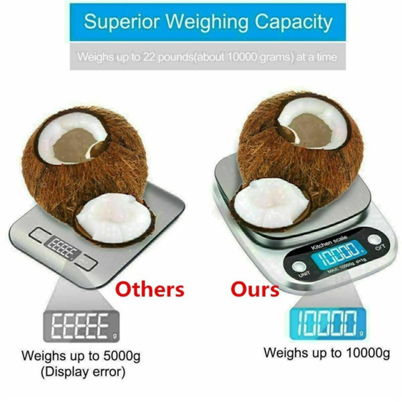 2021 NEW Portable Precise 10kg LCD Kitchen Scales Stainless Steel Electronic Kitchen Electronic Scale Gram Electronic Scale for Kitchen and Cooking In