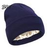 Comfortable Hiking Head Gear Satin Lined Knit Hat for Women Winter Warm Soft Beanies Fashion Stretchy Gift Friends in Frizz-free Hair Protection,