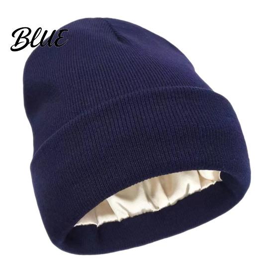Comfortable Hiking Head Gear Satin Lined Knit Hat for Women Winter Warm Soft Beanies Fashion Stretchy Gift Friends in Frizz-free Hair Protection,