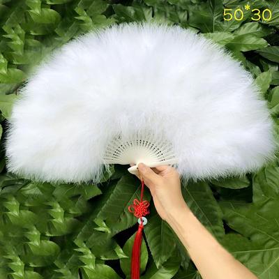 Éventail à main doux et moelleux de style chinois, éventail en plumes douces et colorées pour la danse, le mariage, déguisement de soirée, performance, décoration DIY