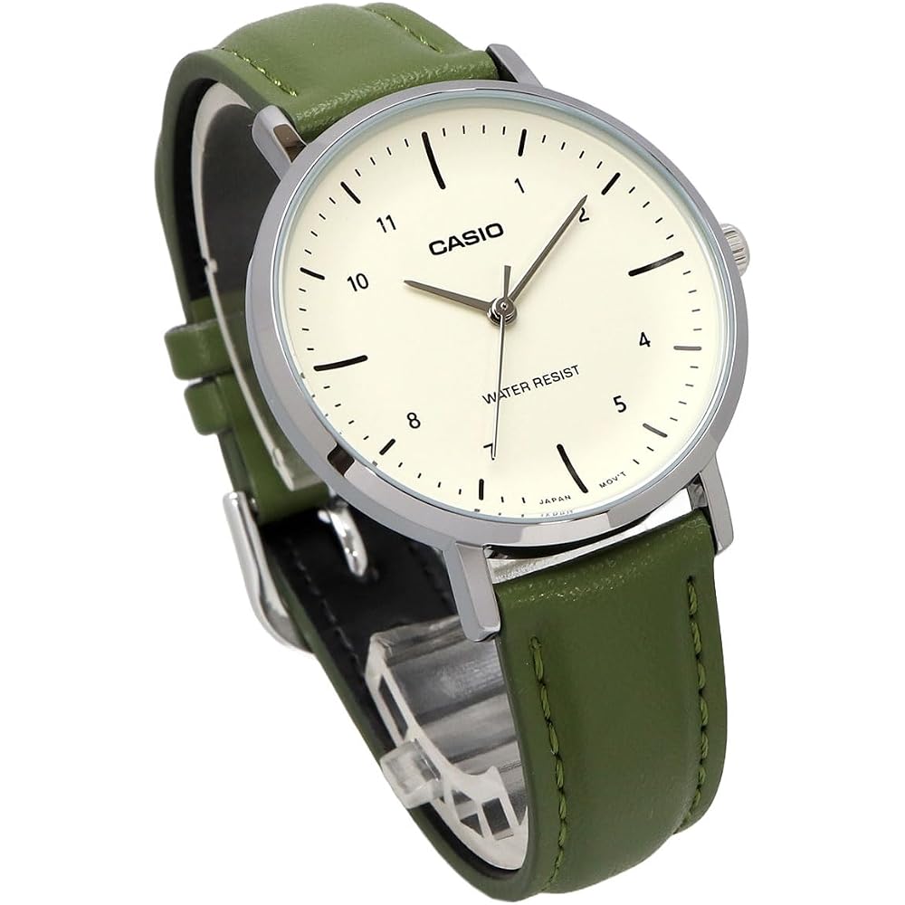 [Casio] CASIO Analog Quartz Women's Watch LTP-VT03L-3B Cream x Green Leather Band (Overseas Model) [Parallel Import]