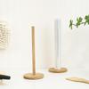 Kitchen Roll Paper Towel Holder Bamboo Wood Paper Towel Holder Bathroom Tissue Vertical Stand Anti-Skid Base Storage Bracket