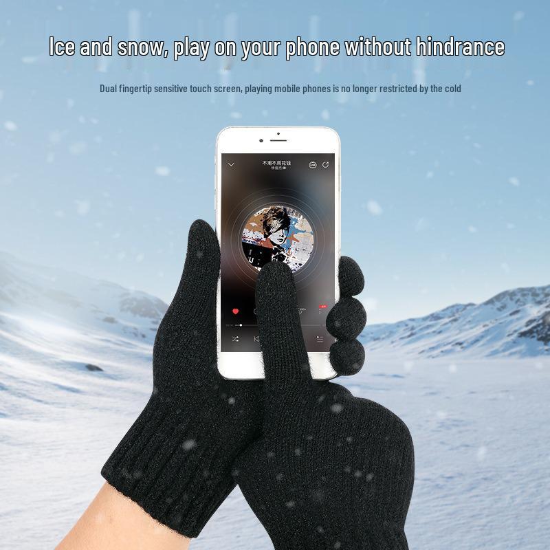 2025 Men's Classic Touchscreen Alpaca Wool Fleece-lined Thick Knit Gloves