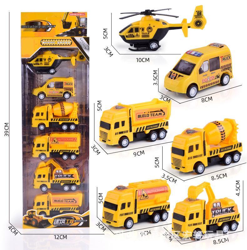 Pull-Back Engineering Vehicles Toy Set for Kids - Fire Trucks & Military Cars