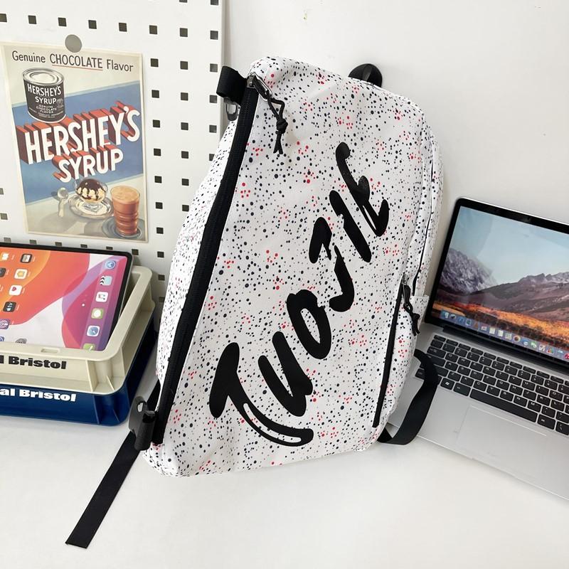 Women's Letter Printed Backpack Men's Large Capacity Travel Backpack Junior High School Student Schoolbag