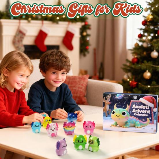Axolotl Advent Calendar 2025 24 Day Christmas Countdown Box with Acrylic Ornaments Cute Salamander Decor