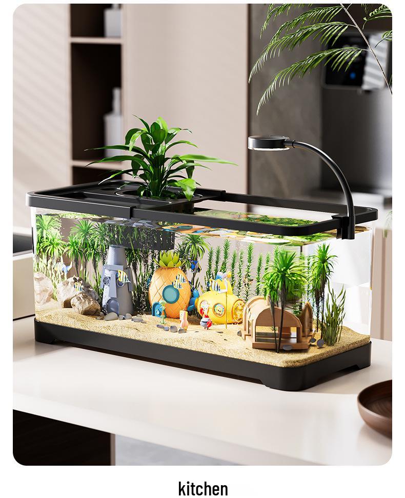 Heiß verkaufendes transparentes Schildkröten- und Goldfisch-Desktop-Aquarium mit Deckel - Haushalts-Wohnzimmer-Aquarium