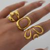 Stainless Steel Geometric Line Hollowed-Out Opening Ring Simple And Fashionable Design Sense Trendy Jewelry Accessory For Women