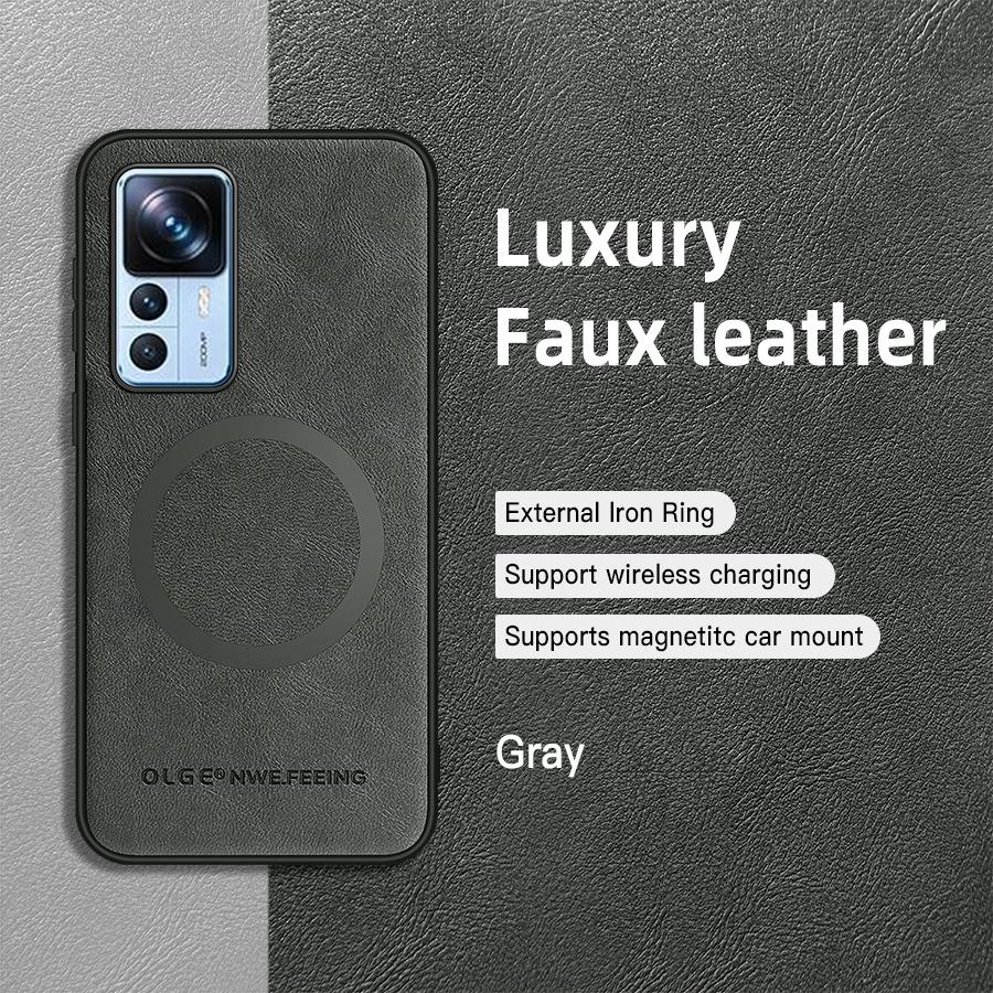 Für Xiaomi 12T 12T Pro PU Leder Magnetring Weiche Kante Anti-Sturz Anti-Fingerabdruck Handyhülle