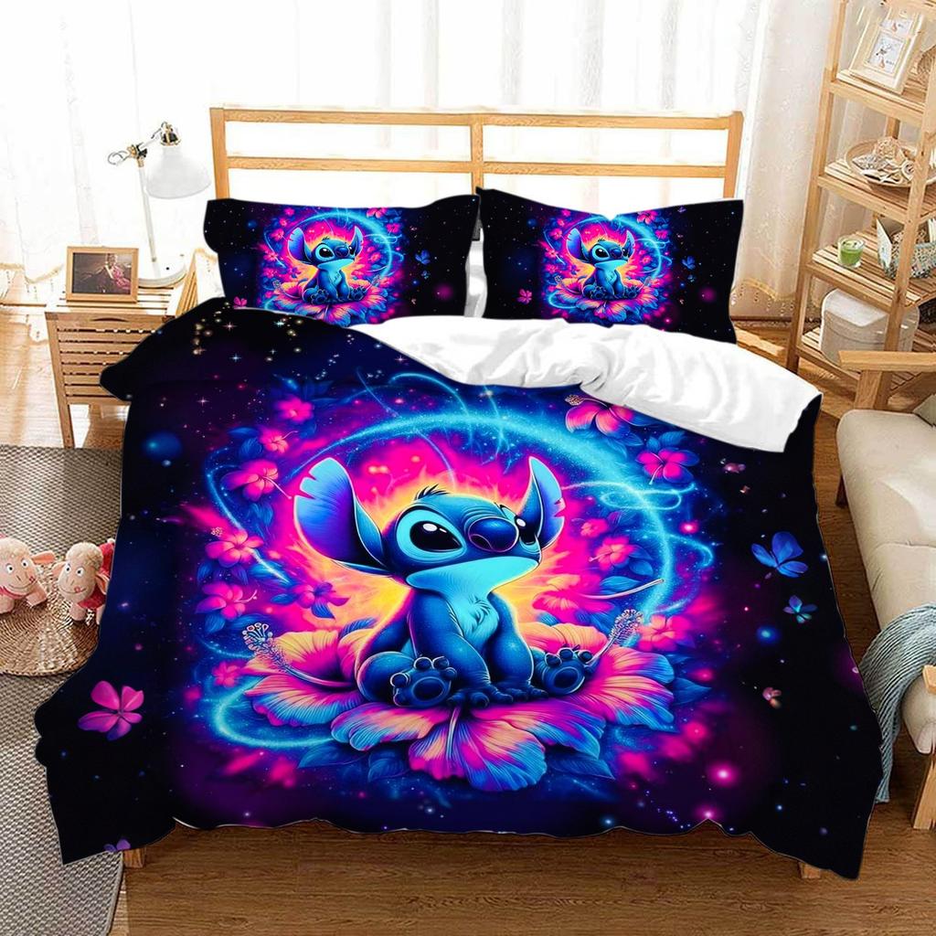 Hot Sale 3D Cool Stitch Cute Anime Kids Duvet Cover with Pillowcases Cartoon Bedding Sets Gifts for Girls Boys Kids Adults
