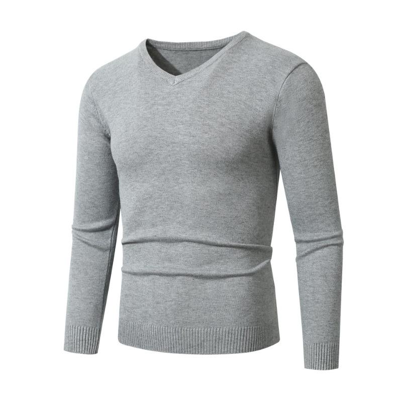 Men S V Neck Knit Sweater Casual Pullover Winter Loose Fit