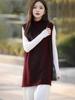 Korean Style Half-High Neck Fleece Knit Vest for Women – Autumn Winter, Loose Mid-Length Sleeveless Sweater
