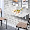 Wall-Mounted Folding Table Wooden Drop-Leaf Wall Table Space-Saving for Kitchen Dining Room Bedroom 60x40x20 cm White