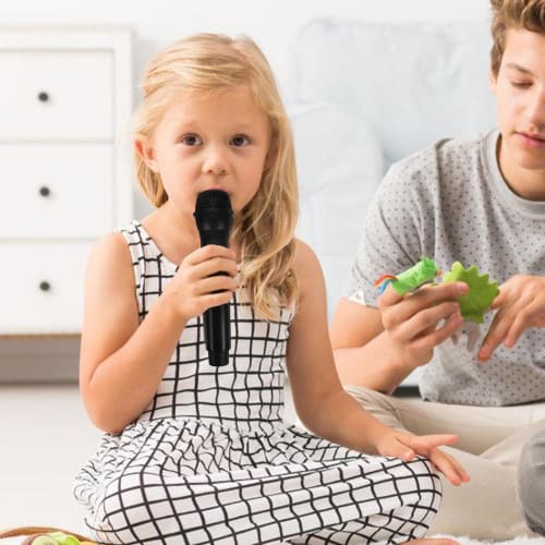 ABOOFAN Fake Microphone, Black Plastic Model, Pretend Play Microphone for Singing, Speech, Rock Star Props, for Boys and Girls, Role Play