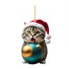 2D Funny Cat Christmas Ornament for Hanging Tree Modern Home Decor Car Pendant Gift for Cat Lovers Xmas Holiday Decoration