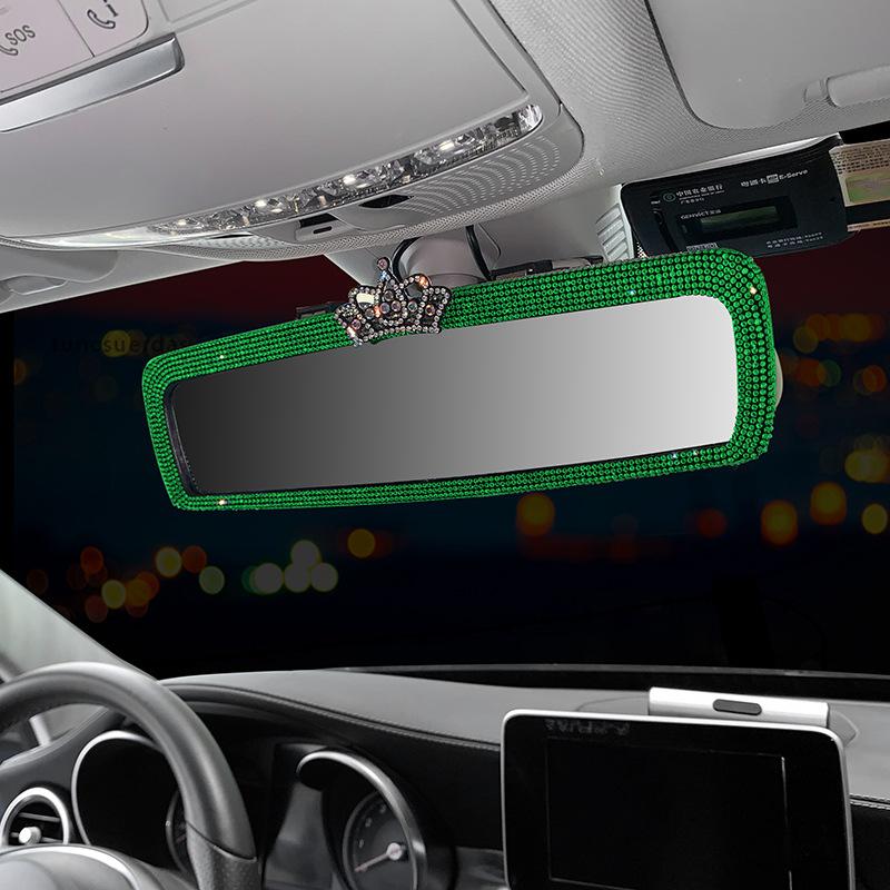 2022 Crown Car Rear View Mirror Cover Decor Charm Crystal Auto Rear View Mirror Diamond Car Bling Accessories for Woman