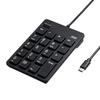 Sanwa Supply NT-18CUBK Numeric Keypad, Wired USB Type-C Connection, Isolation Key, Black