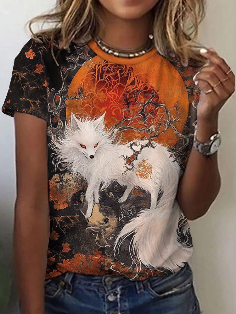 Summer Fox Squirrel T-Shirts Animal 3D Print Fashion Women Round Neck Short Sleeve T Shirt Tees Harajuku Y2K Top Female Clothing