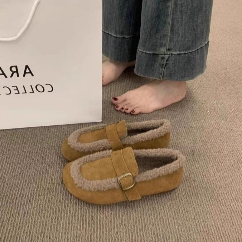 

Retro velvet women s autumn and winter warm shoes one pedal grandma soft-soled women s shoes cotton shoes 35