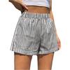 Damen Baumwollshorts Gestreift Elastischer Bund Pyjamahose Lounge Schlafshorts mit Taschen Sommerkleidung