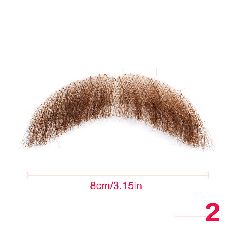 100% Human Hair Beard Lace Mesh Beard Shallow Short Realistic Fake Moustache For Men Makeup Facial Hair Hand Made By Invisible